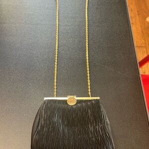Elegant Black Evening Bag with Gold Chain